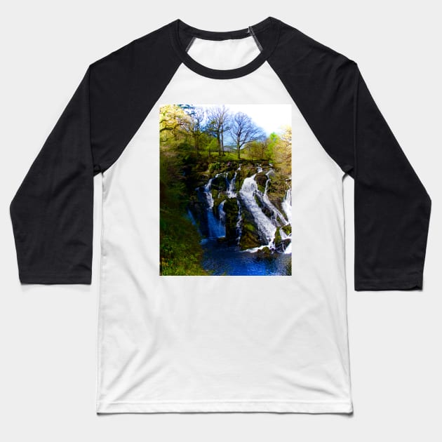 RHAEADR EWYNNOL - 'SWALLOW FALLS' Baseball T-Shirt by dumbodancer